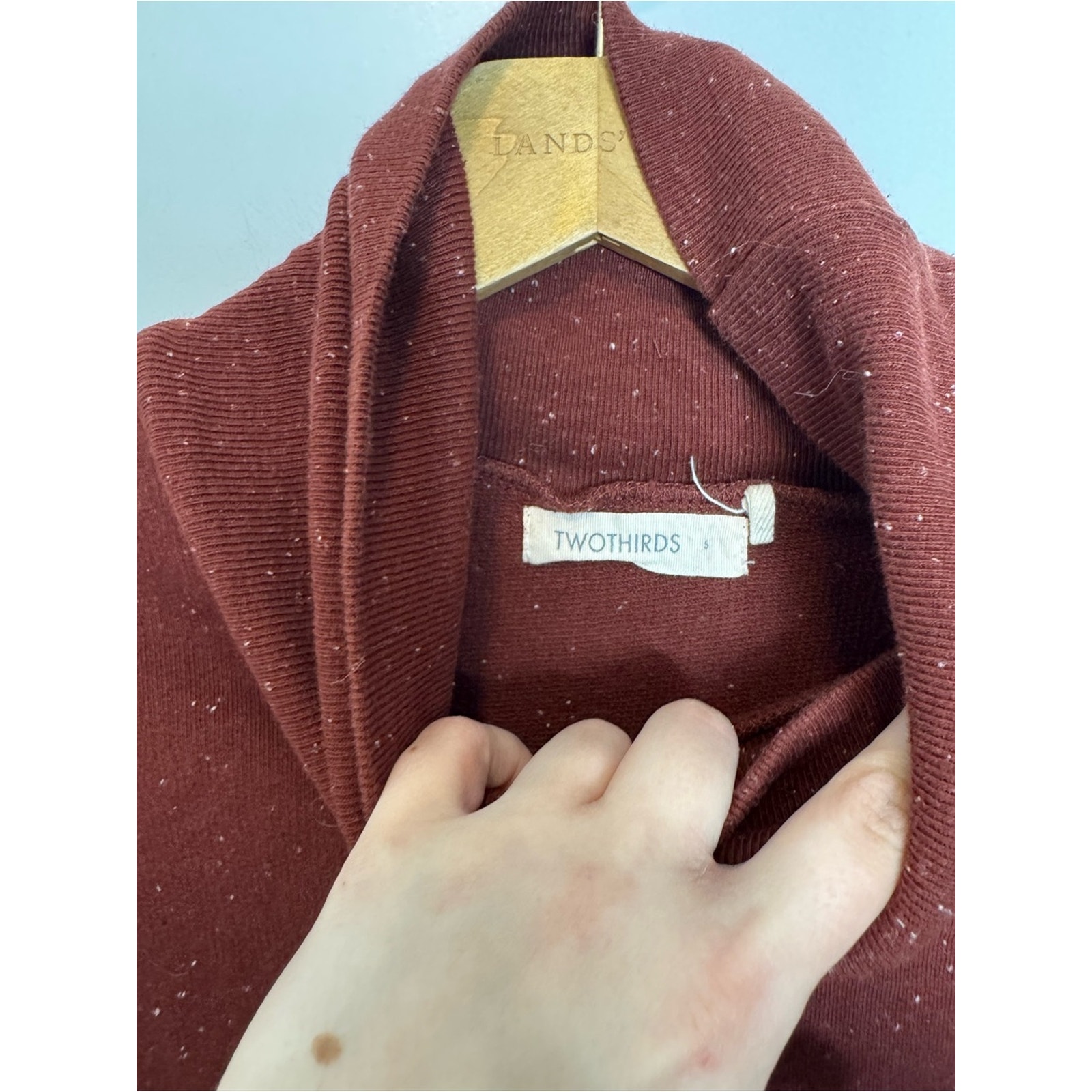 Twothirds Flecked Burgundy Red Turtleneck Mini Dress Sweatshirt Size Small — image 3 of 5